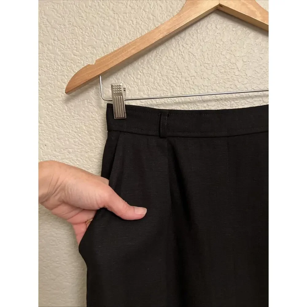 Vintage Evan Picone Midi Pencil SKirt Classic Old Money Black Lined Made in USA